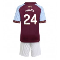 Stroje piłkarskie Aston Villa Amadou Onana #24 Koszulka Podstawowej dla dzieci 2025-26 Krótki Rękaw (+ szorty)